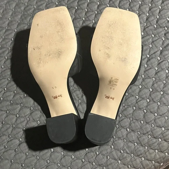 Coach Black Quilted Mules with Gold Accent - Picture 7 of 10